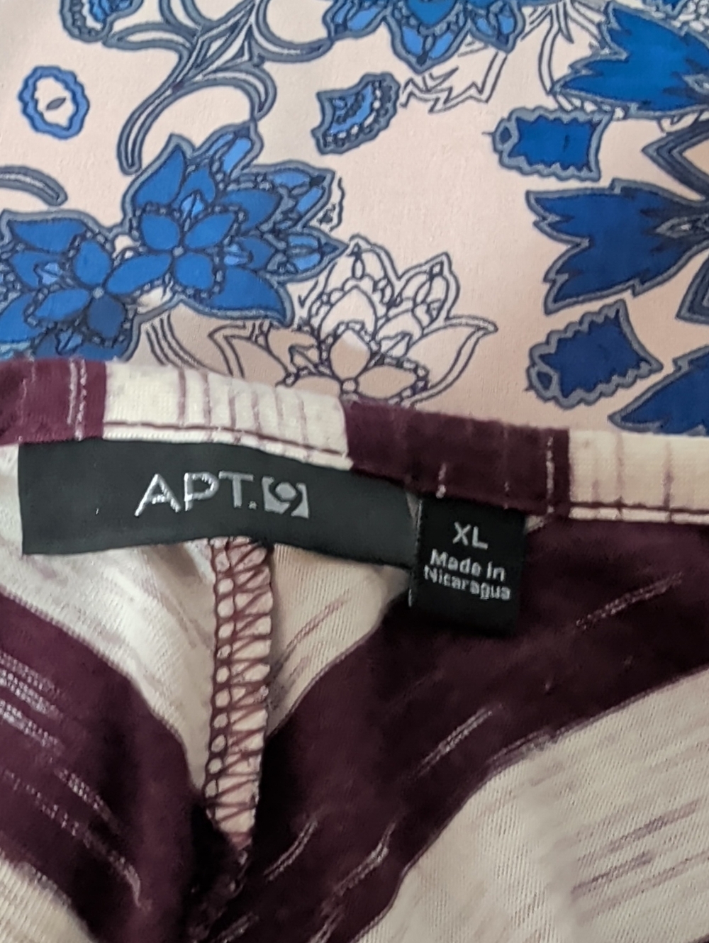 Apt. 9 Chevron V-Neck Tunic in Ivory & Burgundy - Picture 9 of 10